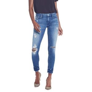 MOTHER looker ankle fray distressed jean in naughty intentions wash size 28